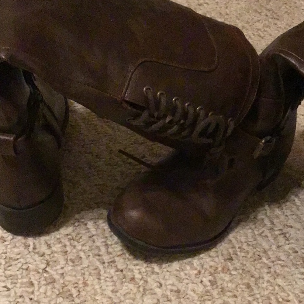 Brown mid calf boots